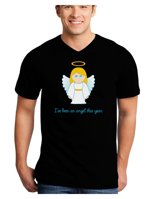 I've Been An Angel This Year Cute Christmas Angel Adult Dark V-Neck T-Shirt-TooLoud-Black-Small-Davson Sales
