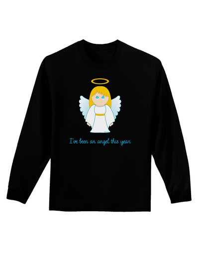 I've Been An Angel This Year Cute Christmas Angel Adult Long Sleeve Dark T-Shirt-TooLoud-Black-Small-Davson Sales