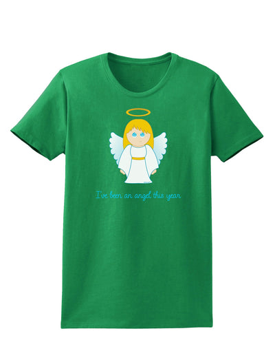 I've Been An Angel This Year Cute Christmas Angel Womens Dark T-Shirt-TooLoud-Kelly-Green-X-Small-Davson Sales