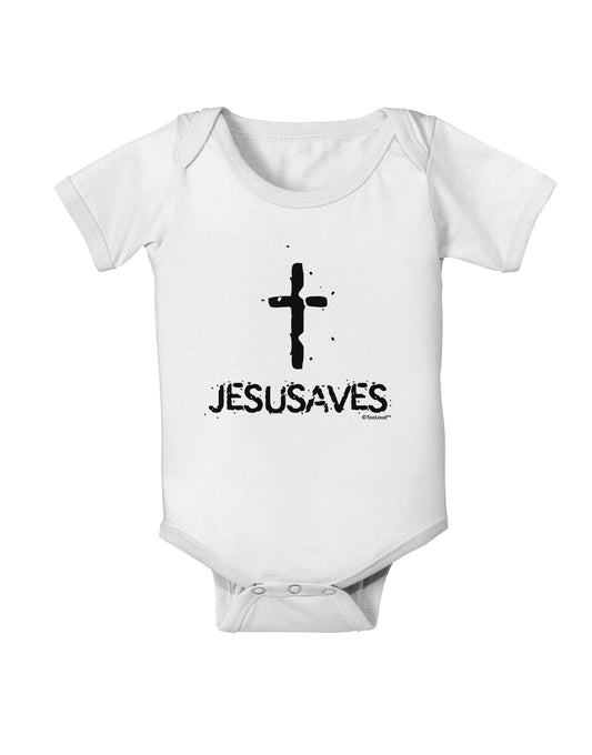 JESUSAVES - Jesus Saves Cross Design Baby Romper Bodysuit by TooLoud-Baby Romper-TooLoud-White-06-Months-Davson Sales