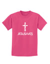 JESUSAVES - Jesus Saves Cross Design Childrens Dark T-Shirt by TooLoud-Childrens T-Shirt-TooLoud-Sangria-X-Small-Davson Sales