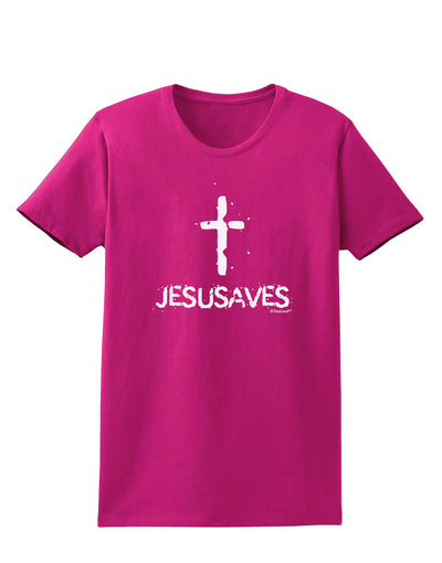 JESUSAVES - Jesus Saves Cross Design Womens Dark T-Shirt by TooLoud-Womens T-Shirt-TooLoud-Hot-Pink-Small-Davson Sales