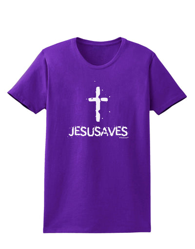 JESUSAVES - Jesus Saves Cross Design Womens Dark T-Shirt by TooLoud-Womens T-Shirt-TooLoud-Purple-X-Small-Davson Sales