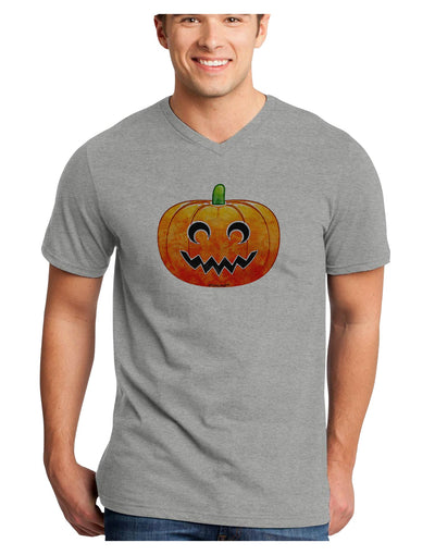 Jack-O-Lantern Watercolor Adult V-Neck T-shirt-Mens V-Neck T-Shirt-TooLoud-HeatherGray-Small-Davson Sales