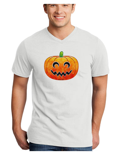 Jack-O-Lantern Watercolor Adult V-Neck T-shirt-Mens V-Neck T-Shirt-TooLoud-White-Small-Davson Sales