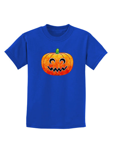 Jack-O-Lantern Watercolor Childrens Dark T-Shirt-Childrens T-Shirt-TooLoud-Royal-Blue-X-Small-Davson Sales