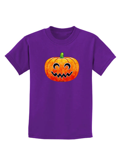 Jack-O-Lantern Watercolor Childrens Dark T-Shirt-Childrens T-Shirt-TooLoud-Purple-X-Small-Davson Sales