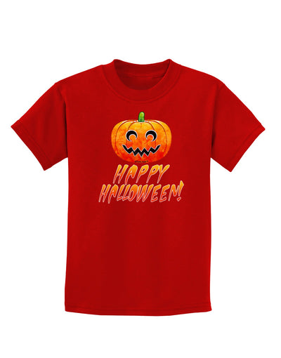 Jack-O-Lantern Watercolor Halloween Childrens Dark T-Shirt-Childrens T-Shirt-TooLoud-Red-X-Small-Davson Sales