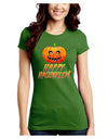 Jack-O-Lantern Watercolor Halloween Juniors Crew Dark T-Shirt-T-Shirts Juniors Tops-TooLoud-Kiwi-Green-Juniors Fitted Small-Davson Sales