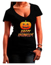 Jack-O-Lantern Watercolor Halloween Juniors V-Neck Dark T-Shirt-Womens V-Neck T-Shirts-TooLoud-Black-Juniors Fitted Small-Davson Sales