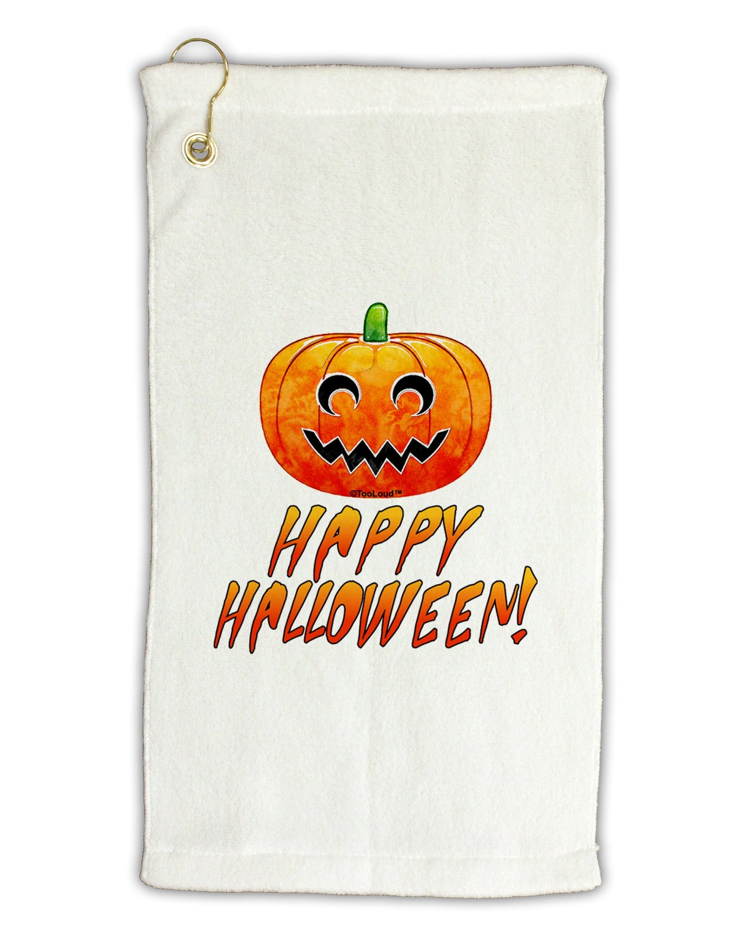 Jack-O-Lantern Watercolor Halloween Micro Terry Gromet Golf Towel 11"x19-Golf Towel-TooLoud-White-Davson Sales