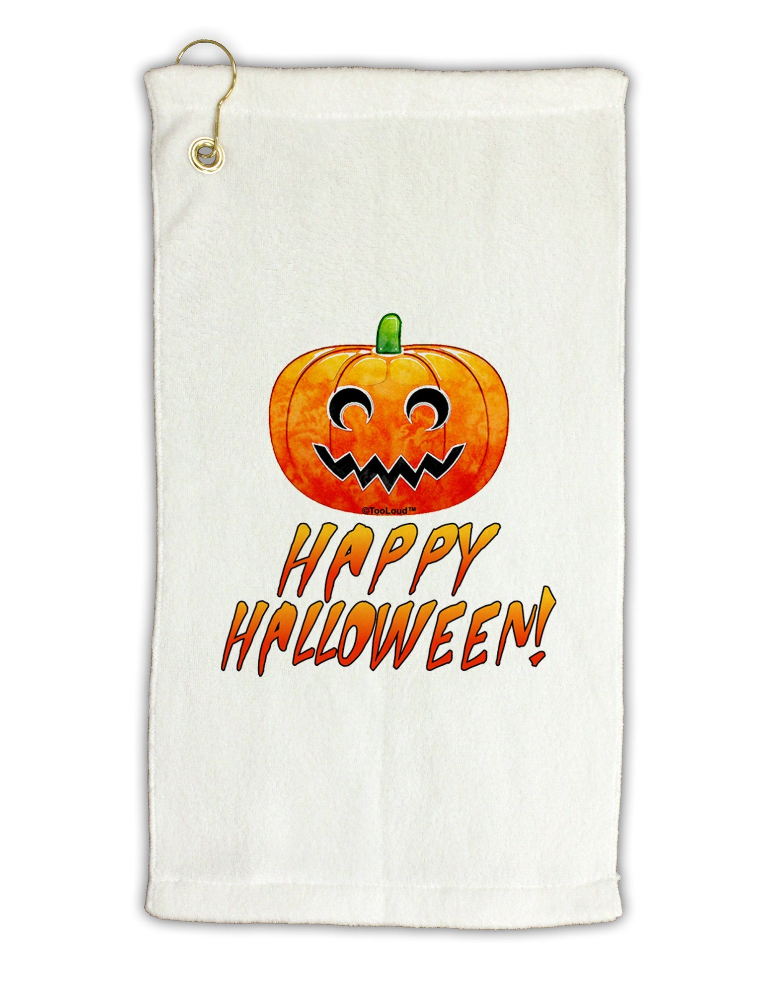 Jack-O-Lantern Watercolor Halloween Micro Terry Gromet Golf Towel 11"x19-Golf Towel-TooLoud-White-Davson Sales