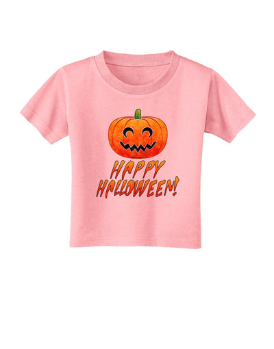 Jack-O-Lantern Watercolor Halloween Toddler T-Shirt-Toddler T-Shirt-TooLoud-Candy-Pink-2T-Davson Sales