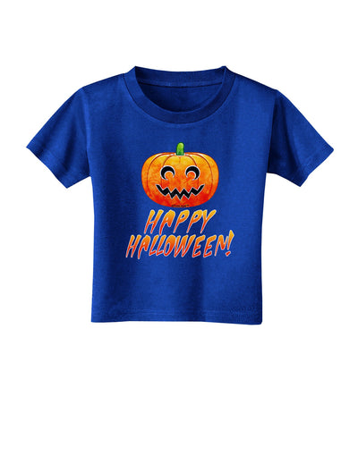 Jack-O-Lantern Watercolor Halloween Toddler T-Shirt Dark-Toddler T-Shirt-TooLoud-Royal-Blue-2T-Davson Sales