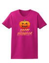 Jack-O-Lantern Watercolor Halloween Womens Dark T-Shirt-TooLoud-Hot-Pink-Small-Davson Sales