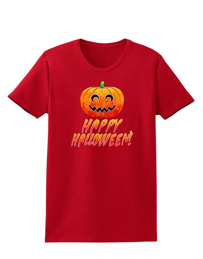 Jack-O-Lantern Watercolor Halloween Womens Dark T-Shirt-TooLoud-Red-X-Small-Davson Sales