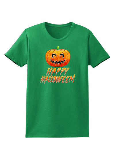 Jack-O-Lantern Watercolor Halloween Womens Dark T-Shirt-TooLoud-Kelly-Green-X-Small-Davson Sales