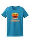 Jack-O-Lantern Watercolor Halloween Womens Dark T-Shirt-TooLoud-Turquoise-X-Small-Davson Sales