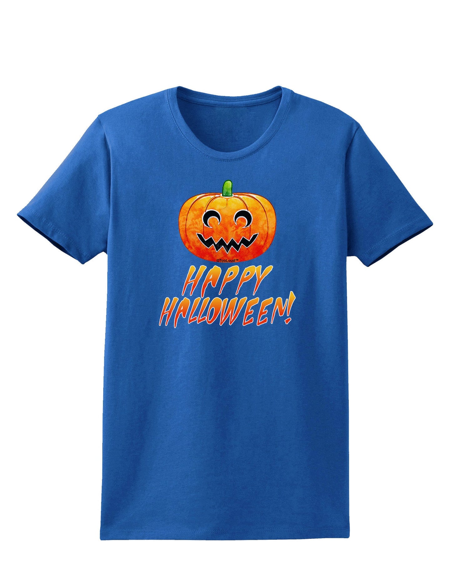 Jack-O-Lantern Watercolor Halloween Womens Dark T-Shirt-TooLoud-Royal-Blue-X-Small-Davson Sales