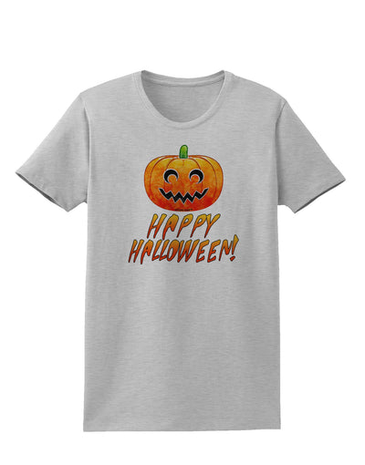 Jack-O-Lantern Watercolor Halloween Womens T-Shirt-Womens T-Shirt-TooLoud-AshGray-X-Small-Davson Sales