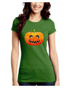 Jack-O-Lantern Watercolor Juniors Crew Dark T-Shirt-T-Shirts Juniors Tops-TooLoud-Kiwi-Green-Juniors Fitted Small-Davson Sales