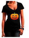 Jack-O-Lantern Watercolor Juniors V-Neck Dark T-Shirt-Womens V-Neck T-Shirts-TooLoud-Black-Juniors Fitted Small-Davson Sales