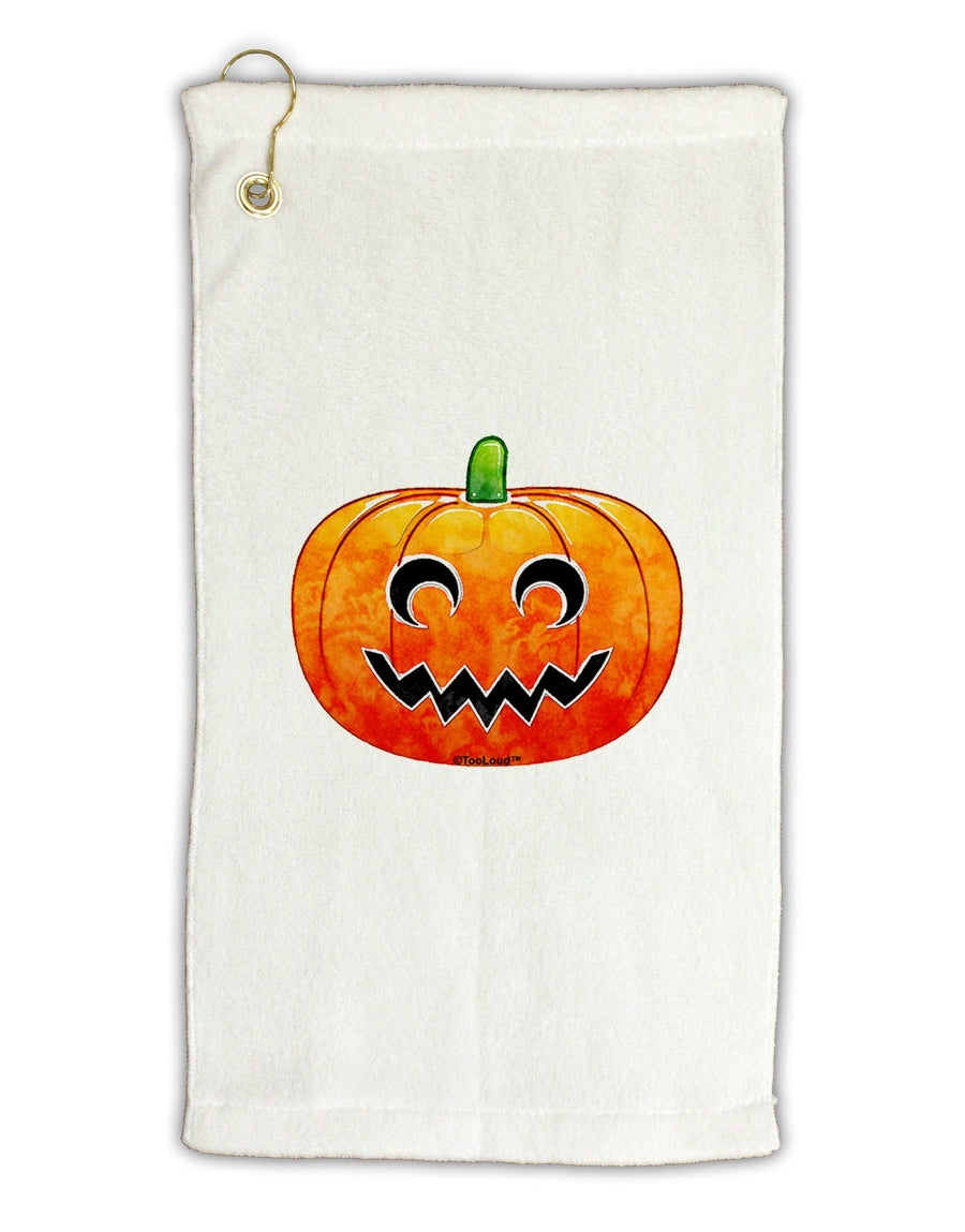 Jack-O-Lantern Watercolor Micro Terry Gromet Golf Towel 11&#x22;x19-Golf Towel-TooLoud-White-Davson Sales