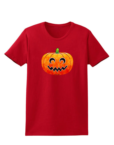Jack-O-Lantern Watercolor Womens Dark T-Shirt-TooLoud-Red-X-Small-Davson Sales