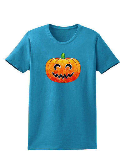 Jack-O-Lantern Watercolor Womens Dark T-Shirt-TooLoud-Turquoise-X-Small-Davson Sales