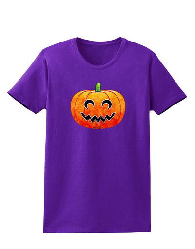 Jack-O-Lantern Watercolor Womens Dark T-Shirt-TooLoud-Purple-X-Small-Davson Sales
