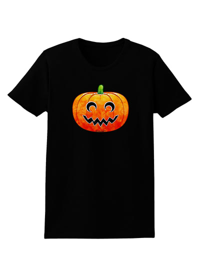 Jack-O-Lantern Watercolor Womens Dark T-Shirt-TooLoud-Black-X-Small-Davson Sales
