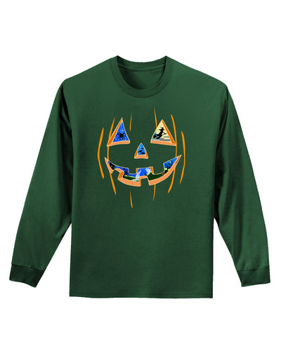 Jack O Lanterns Point of View Pumpkin Adult Long Sleeve Dark T-Shirt-TooLoud-Dark-Green-Small-Davson Sales