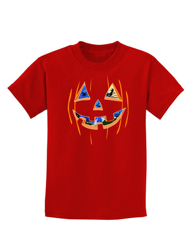 Jack O Lanterns Point of View Pumpkin Childrens Dark T-Shirt-Childrens T-Shirt-TooLoud-Red-X-Small-Davson Sales