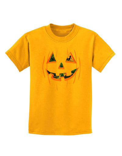 Jack O Lanterns Point of View Pumpkin Childrens T-Shirt-Childrens T-Shirt-TooLoud-Gold-X-Small-Davson Sales