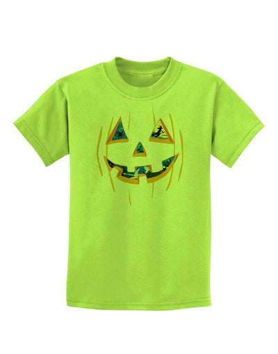 Jack O Lanterns Point of View Pumpkin Childrens T-Shirt-Childrens T-Shirt-TooLoud-Lime-Green-X-Small-Davson Sales