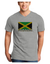 Jamaica Flag Adult V-Neck T-shirt-Mens V-Neck T-Shirt-TooLoud-HeatherGray-Small-Davson Sales