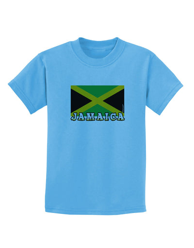 Jamaica Flag Childrens T-Shirt-Childrens T-Shirt-TooLoud-Aquatic-Blue-X-Small-Davson Sales