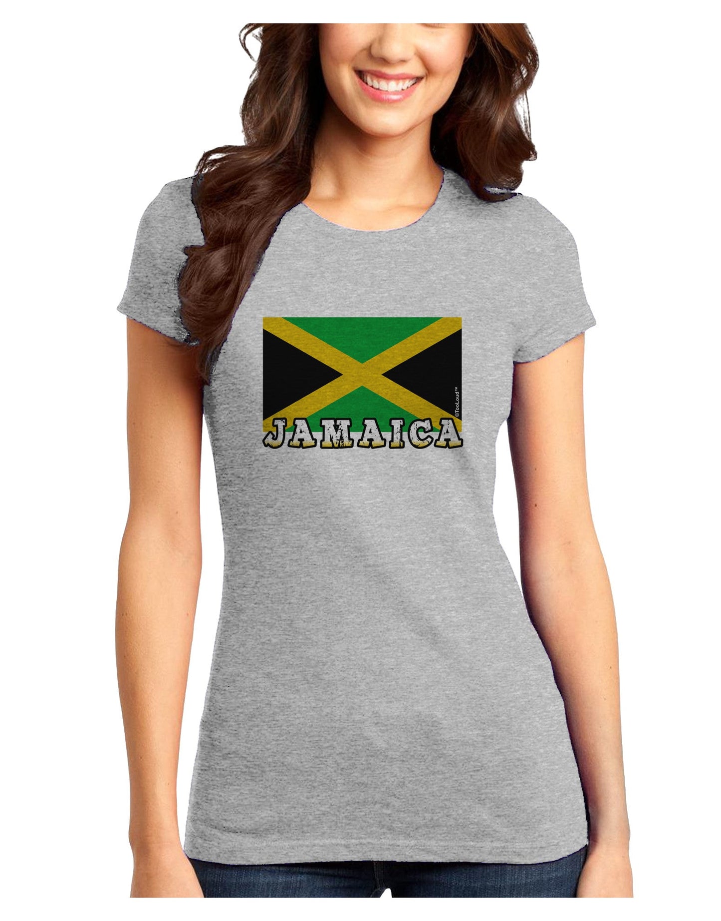 Jamaica Flag Juniors Petite T-Shirt-T-Shirts Juniors Tops-TooLoud-Ash-Gray-Juniors Fitted X-Small-Davson Sales