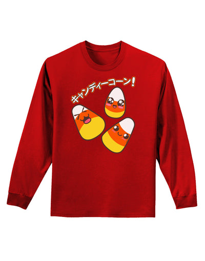 Japanese Kawaii Candy Corn Halloween Adult Long Sleeve Dark T-Shirt-TooLoud-Red-Small-Davson Sales