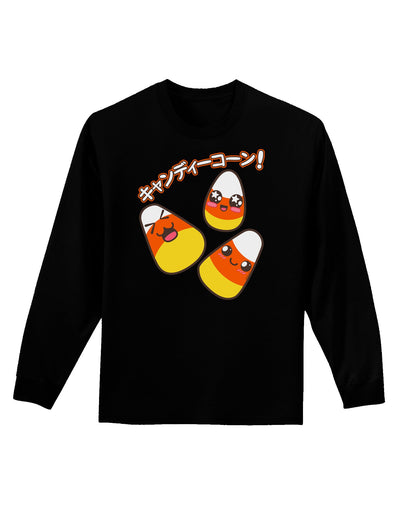 Japanese Kawaii Candy Corn Halloween Adult Long Sleeve Dark T-Shirt-TooLoud-Black-Small-Davson Sales