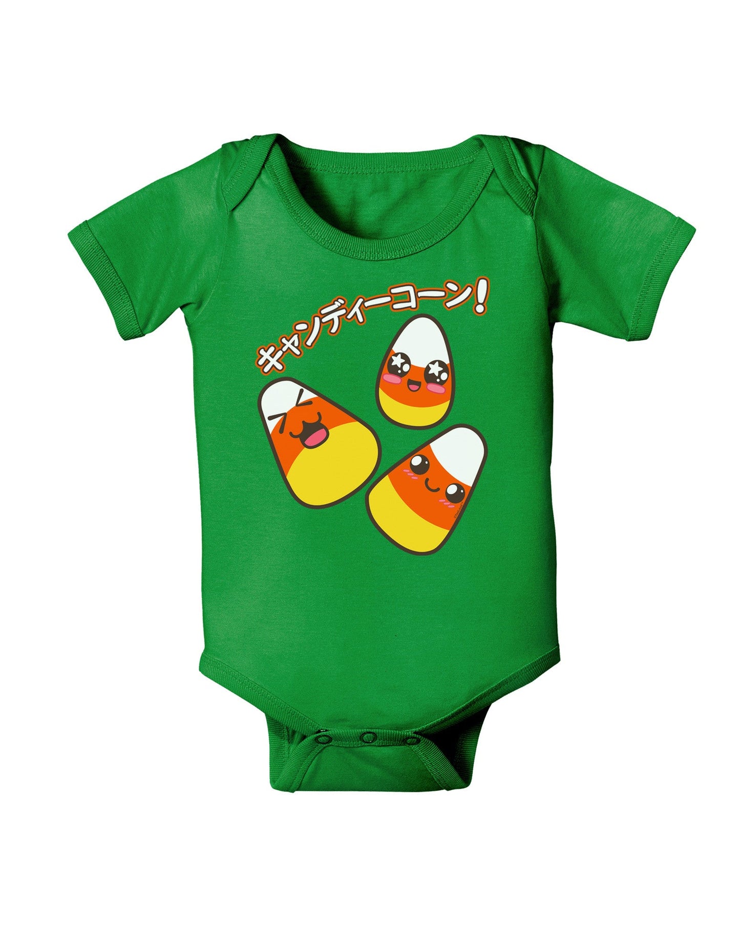 Japanese Kawaii Candy Corn Halloween Baby Romper Bodysuit Dark-Baby Romper-TooLoud-Clover-Green-06-Months-Davson Sales
