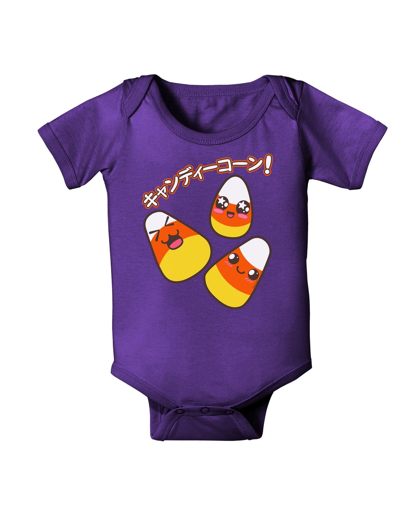 Japanese Kawaii Candy Corn Halloween Baby Romper Bodysuit Dark-Baby Romper-TooLoud-Purple-06-Months-Davson Sales