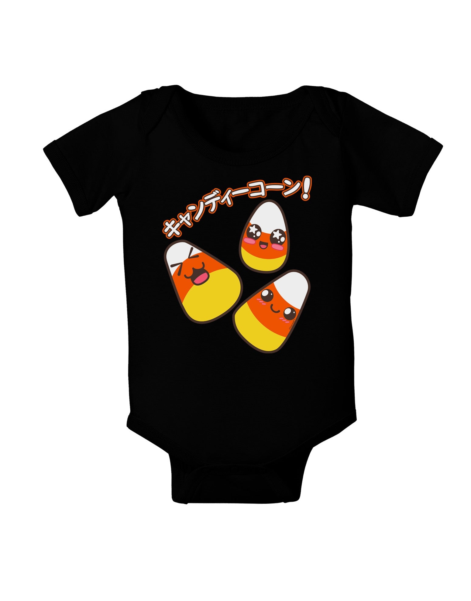 Japanese Kawaii Candy Corn Halloween Baby Romper Bodysuit Dark-Baby Romper-TooLoud-Black-06-Months-Davson Sales