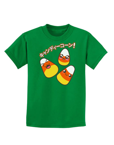 Japanese Kawaii Candy Corn Halloween Childrens Dark T-Shirt-Childrens T-Shirt-TooLoud-Kelly-Green-X-Small-Davson Sales