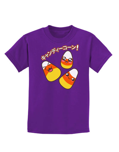 Japanese Kawaii Candy Corn Halloween Childrens Dark T-Shirt-Childrens T-Shirt-TooLoud-Purple-X-Small-Davson Sales