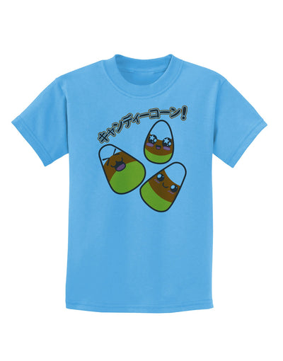 Japanese Kawaii Candy Corn Halloween Childrens T-Shirt-Childrens T-Shirt-TooLoud-Aquatic-Blue-X-Small-Davson Sales