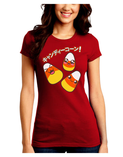 Japanese Kawaii Candy Corn Halloween Juniors Crew Dark T-Shirt-T-Shirts Juniors Tops-TooLoud-Red-Juniors Fitted Small-Davson Sales