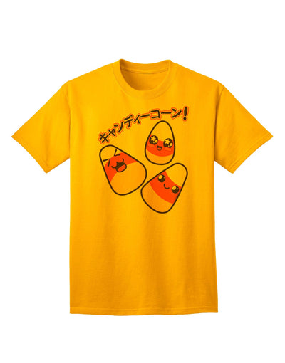 Japanese Kawaii Candy Corn Halloween - Premium Adult T-Shirt for Festive Celebrations-Mens T-shirts-TooLoud-Gold-Small-Davson Sales