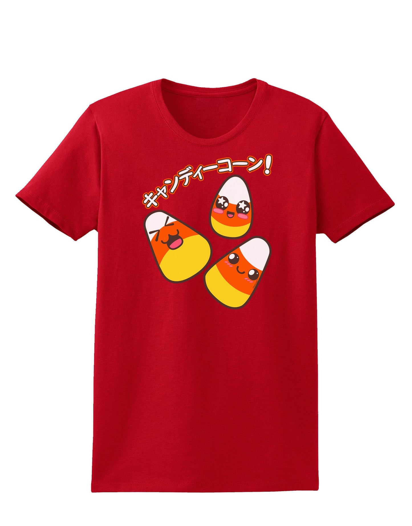 Japanese Kawaii Candy Corn Halloween Womens Dark T-Shirt-TooLoud-Red-X-Small-Davson Sales