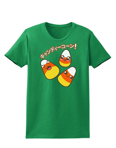 Japanese Kawaii Candy Corn Halloween Womens Dark T-Shirt-TooLoud-Kelly-Green-X-Small-Davson Sales